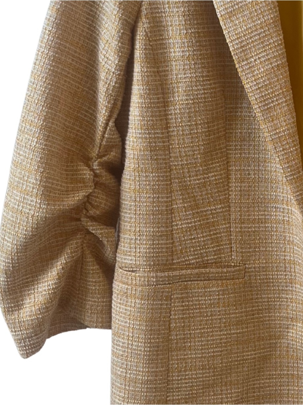 Skies Are Blue Yellow Tweed Open-Front Blazer | Size Large - Picture 2 of 7